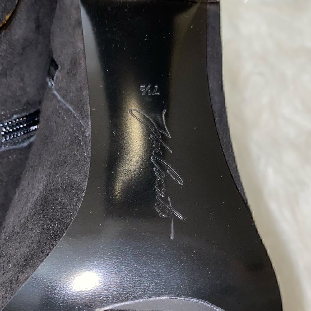 VC John Camuto Black True Suede Booties with Gold Trim - Picture 11 of 14